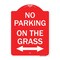 Signmission No Parking on Grass W/ Bidirectional Arrow, Red & White Aluminum Sign, 18" x 24", RW-1824-23689 A-DES-RW-1824-23689 - alternate 1